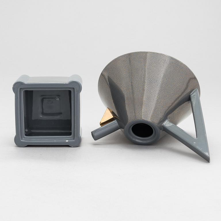 Matteo Thun, A 1980's porcelain 'Nefertiti' teapot and sugar bowl for Memphis, Bitossi, Montelupo Fiorentino, Italy.