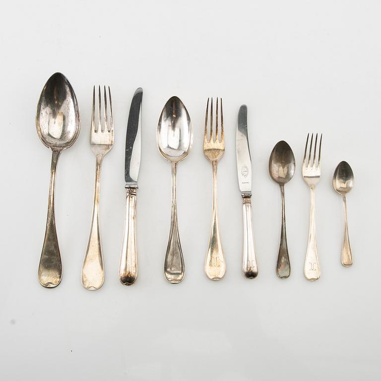 Cutlery approx. 118 dlr "Swedish round" silver, first half of the 20th century.