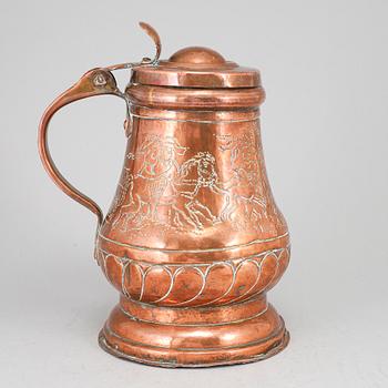 A copper tankard, probably Germany. Ca 1800.