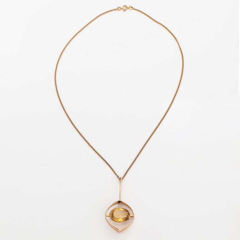 Elis Kauppi, A 14K gold necklace with a citrine. Kupittaan kulta, Turku 1961.