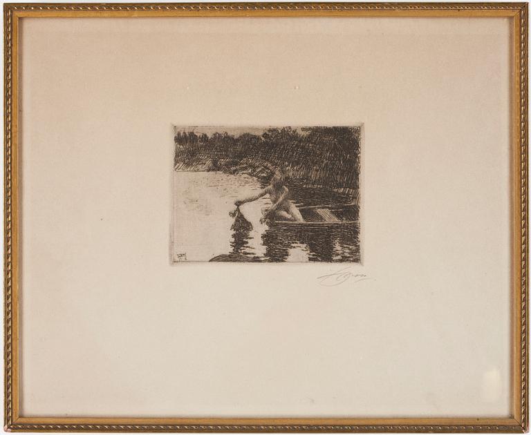 ANDERS ZORN, etsning, sign. 1913.