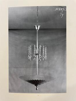 Edward Hald, taklampor, ett par, Orrefors & Nordiska Kompaniet, 1920-30-tal.