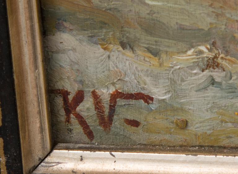 KAARLO VUORI, öljy levylle, signerattu KV.