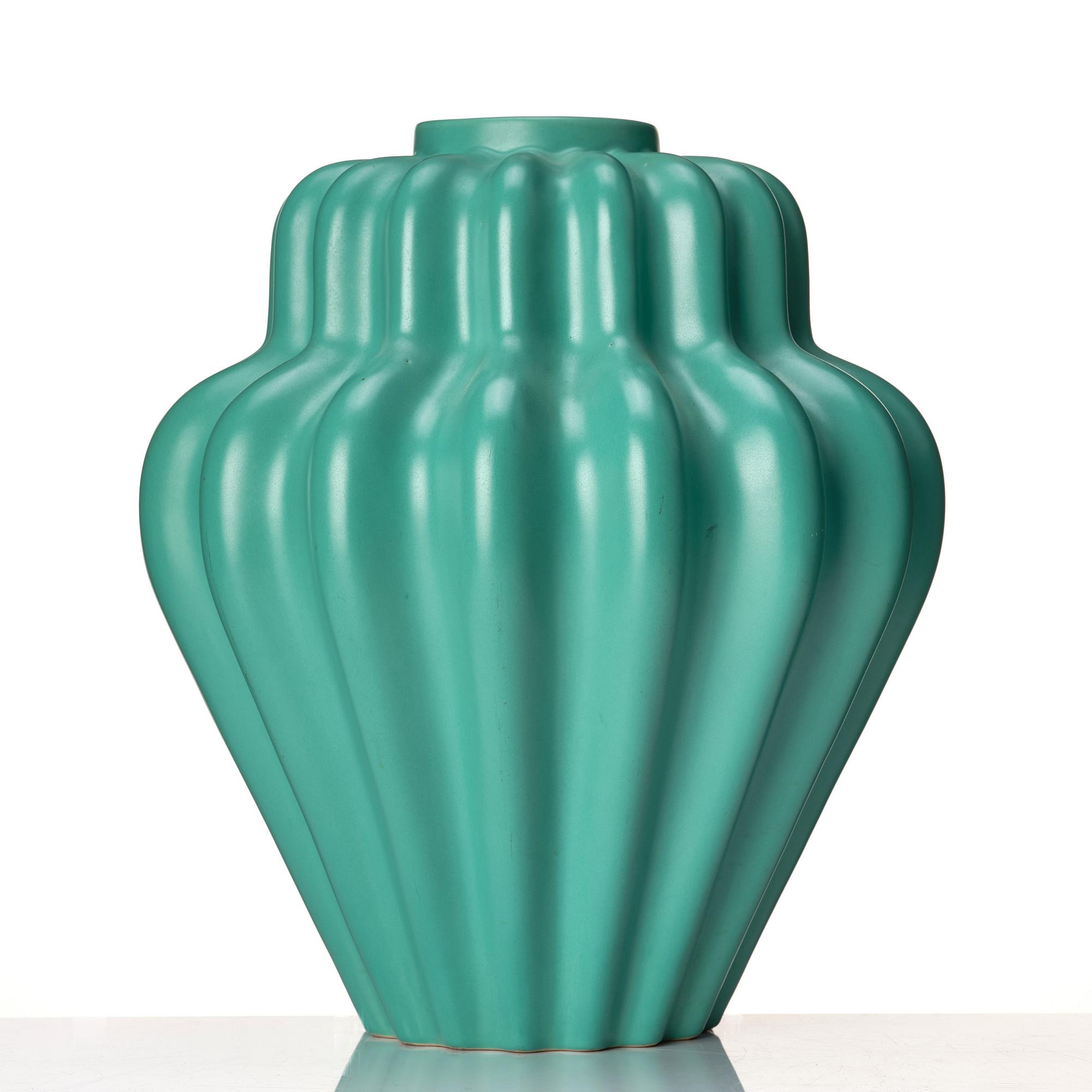 Ewald Dahlskog, two faience vases, Bo Fajans 1930's.