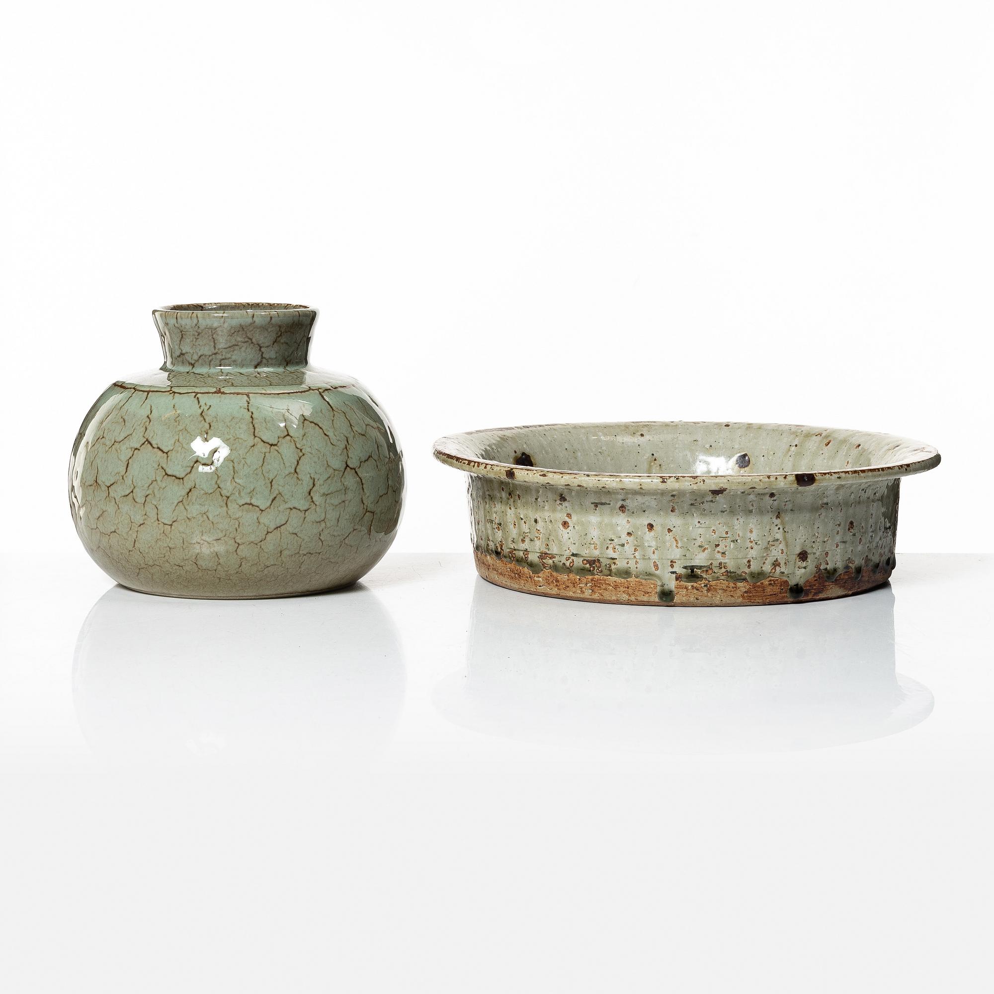 Carl-Harry Stålhane, a stoneware vase and Marianne Westman, a bowl, Ateljé Rörstrand.