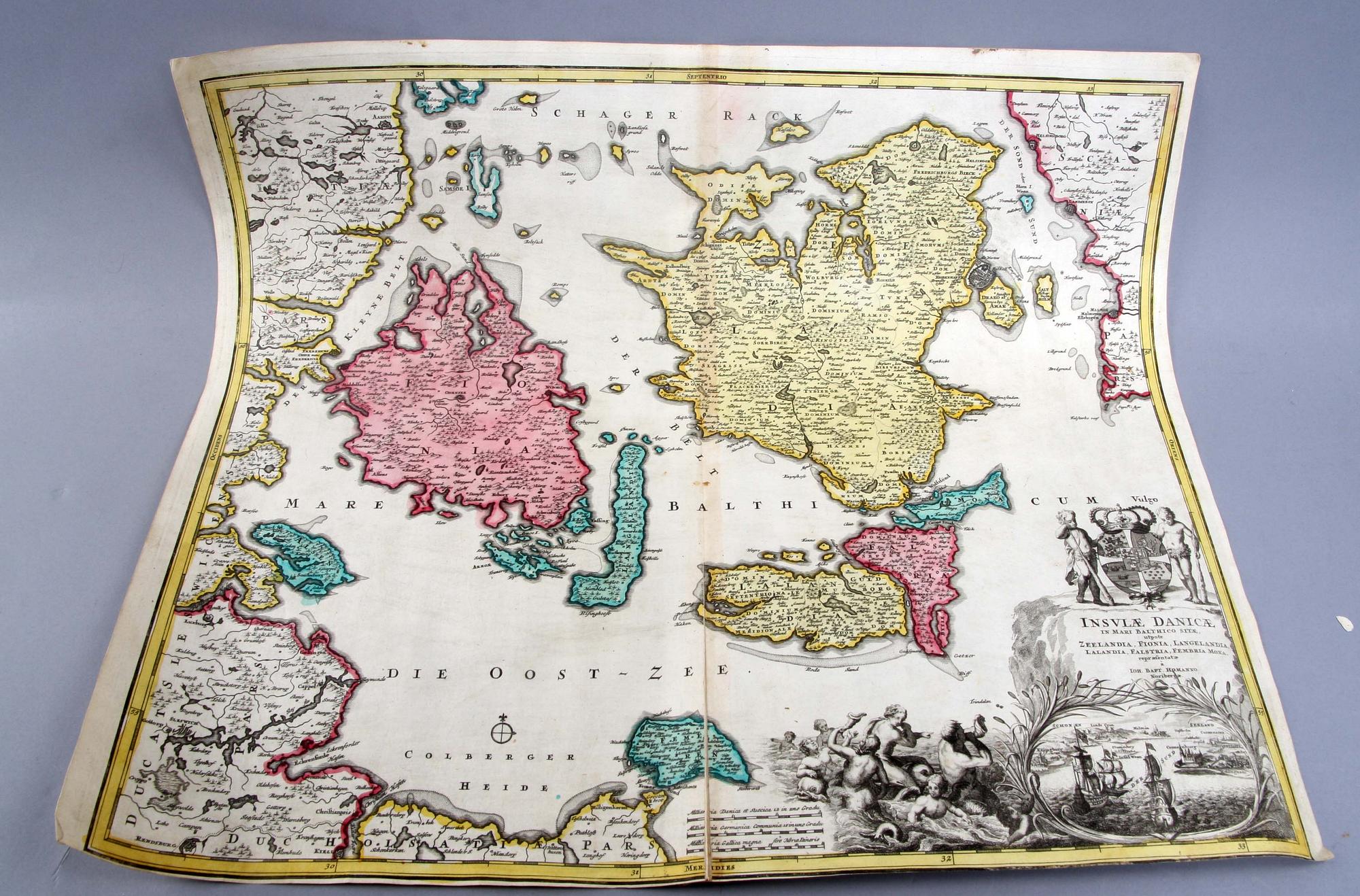 KARTA, Danmark. J B Homann. 1710.