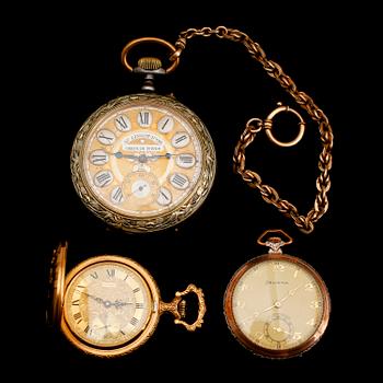 FICKUR, 3 st, metall (en silver), 1900-talets första hälft.