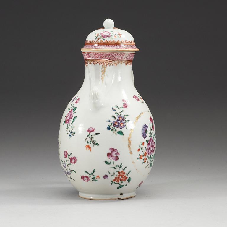 A famille rose coffeepot with cover, Qing dynasty, Qianlong (1736-95).