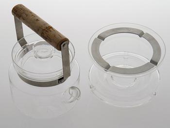 A glass tea pot on rechaud by Signe Persson-Melin for Boda Nova, second half of the 20th century.