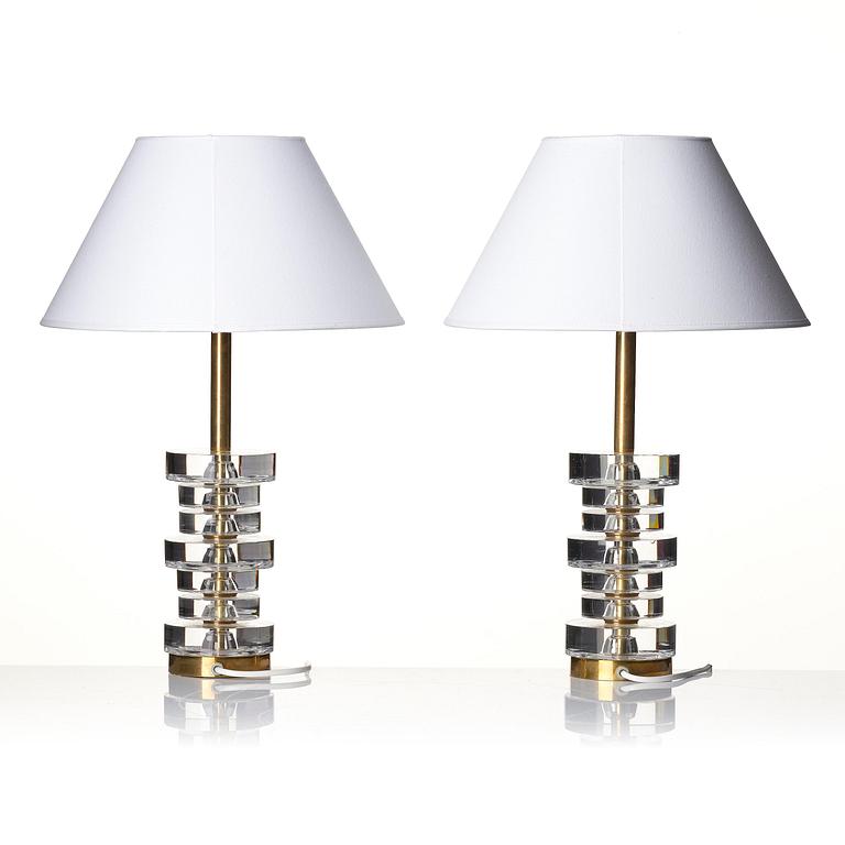 Carl Fagerlund, a pair of table lamps model "RD 1984", Orrefors, 1960s-70s.