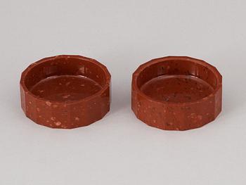 A pair of Swedish Empire 19th century porphyry salts.