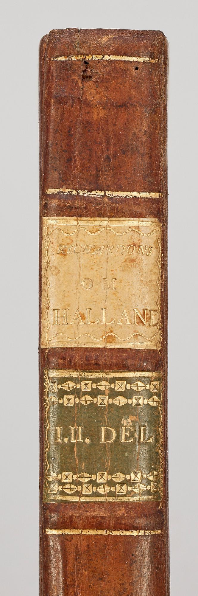 BOK, 2 vol i ett band, "Hallandia Antiqua & Hodierna" Jacob Richardsson, Stockholm 1752.