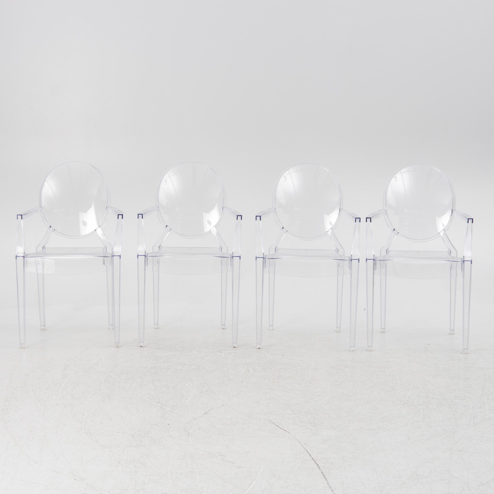 Philippe Starck, karmstolar, 4 st , "Louis Ghost", Kartell.