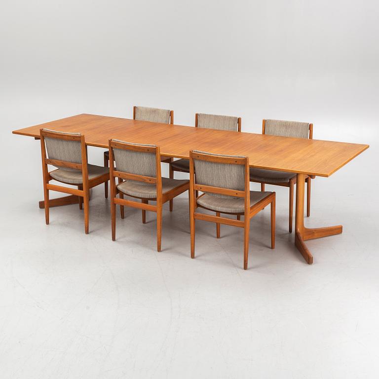 Karl Erik Ekselius, a dining table and six chairs, JOC, Vetlanda, Sweden, 1960's.