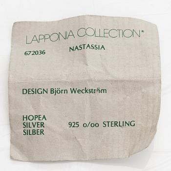 Lapponia, A sterling silver ring, a pair of earrings and a tie pin.