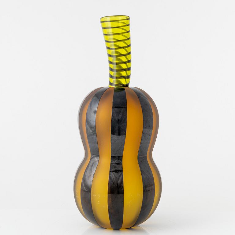 Gunnel Sahlin, a unique glass vase in two parts, Kosta Boda, Sweden, 1990s.