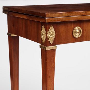 A Gustavian mahogany games table by Georg Haupt (master in Stockholm 1770-84).