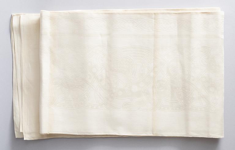 Two linnen table cloths and ten linnen napkins, Sweden, late 19th century.