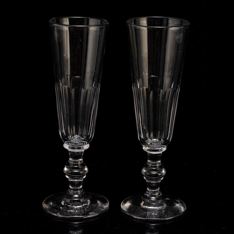 a set of ten 19th century  champagne glasses.