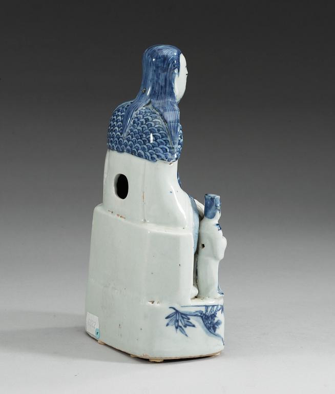 A blue and white figure of a Daoist High Official, Ming dynasty.