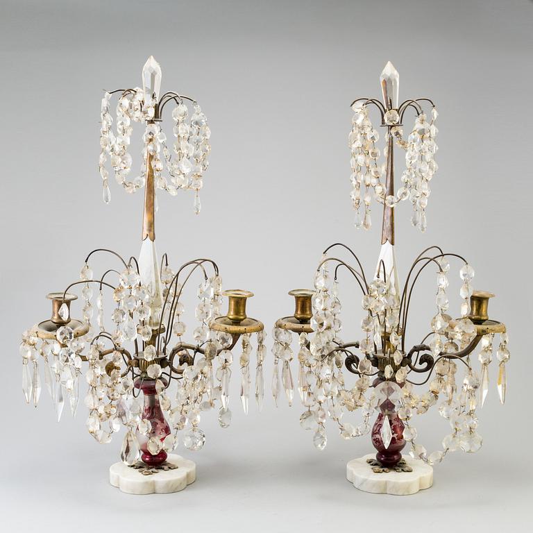 A PAIR OF EARLY 20TH CENTURY GIRANDOLES.