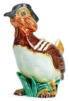 410. A Gunnar Nylund stoneware figure of a mandarin duck, Rörstrand.