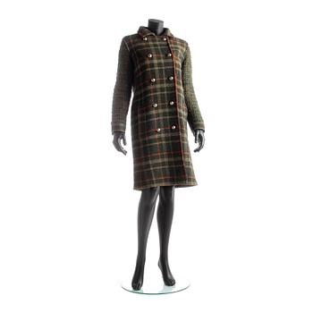 413. YVES SAINT LAURENT, a green wool blend coat.
