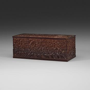 A presumably Zitan wood rectangular box with cover. Qing dynasty (1644-1912).