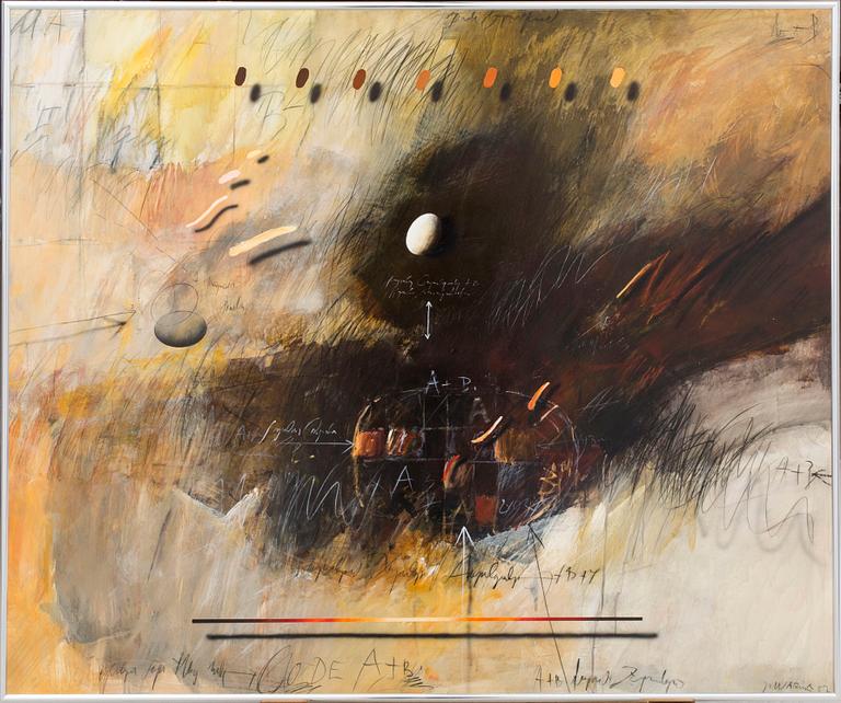 JÖRGEN WARING, mixed media on wood panel, signed and dated -82.