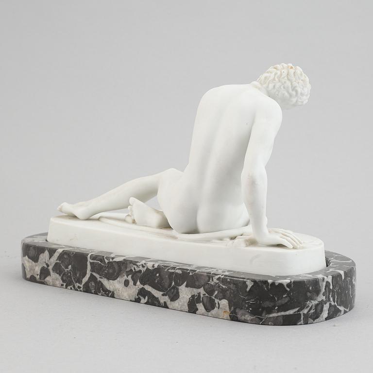 A parian figurine, 'the dying gaul', after an antique sculpture. 20th century.