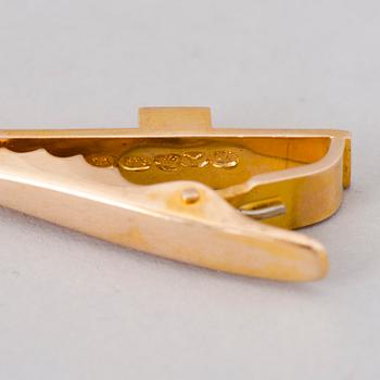 BJÖRN WECKSTRÖM, TIEPIN and CUFFLINKS, 14K gold, copper ore. Lapponia 1967-72.