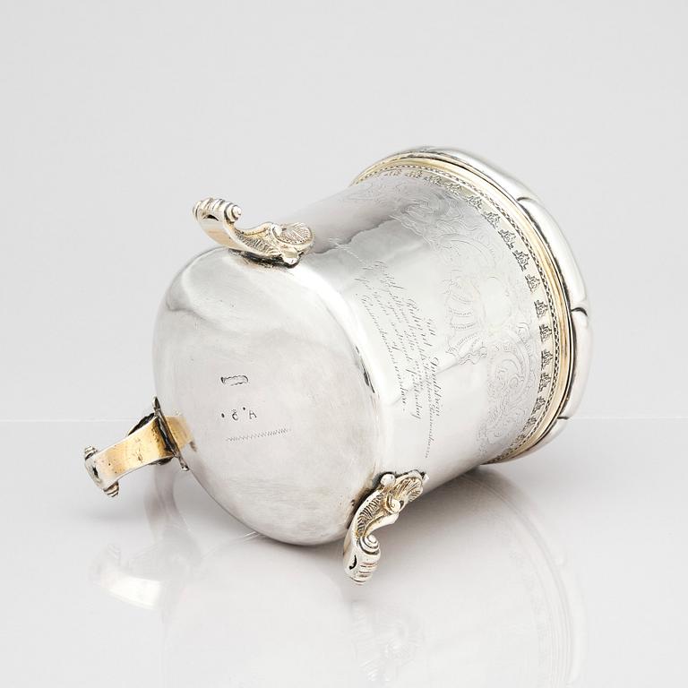 A Swedish Baroque parcel-gilt silver tankard, mark of Carl Fahlberg, Uppsala 1759.