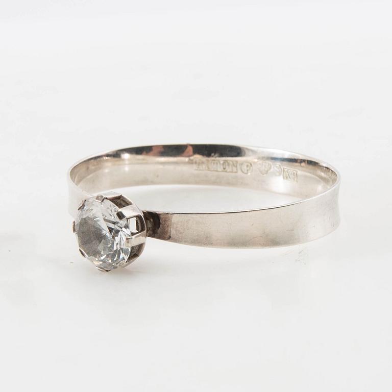 Ring samt armband Alton silver och bergkristall Falköping 1972.