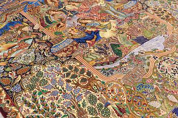 A CARPET, Figural Kashmar, ca 395 x 297 cm.