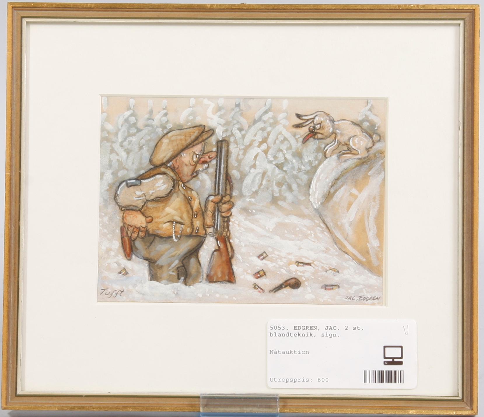 EDGREN, JAC, blandteknik, 2 st, sign.