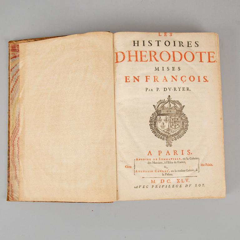 French edition of Herodotos, 1645, provenance: Säfstaholm castle.