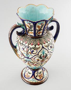 A Rörstrand vase in majolica, made around year 1900.