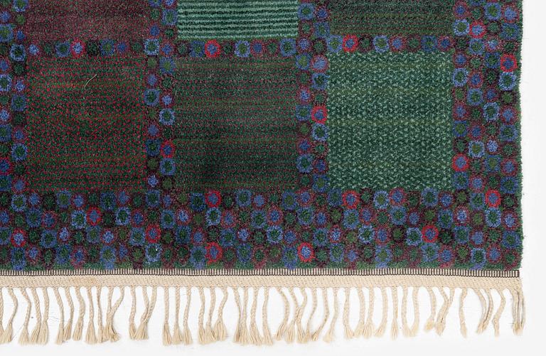 Barbro Nilsson, a 'Gröningen, mörk' carpet, knotted pile, c. 266 x 182 cm, signed AB MMF BN.