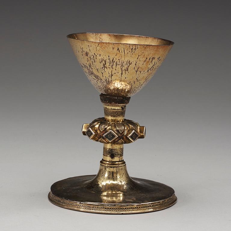 A northeuropean 17th century silver-gilt cup, unmarked.