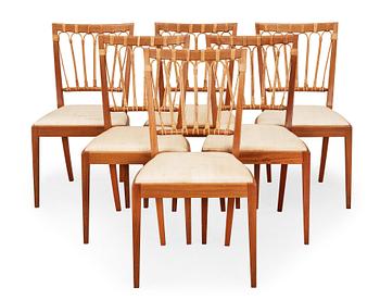 696. A set of six Josef Frank mahogany chairs by Svenskt Tenn, model 1165.