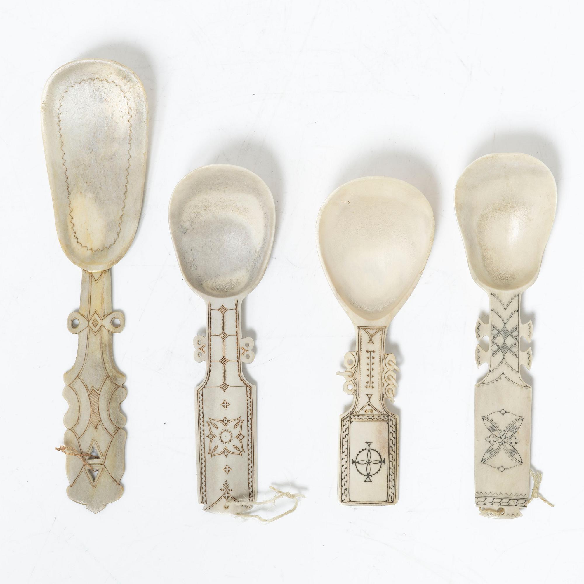 Four spoons, Sámi craftsmanship.