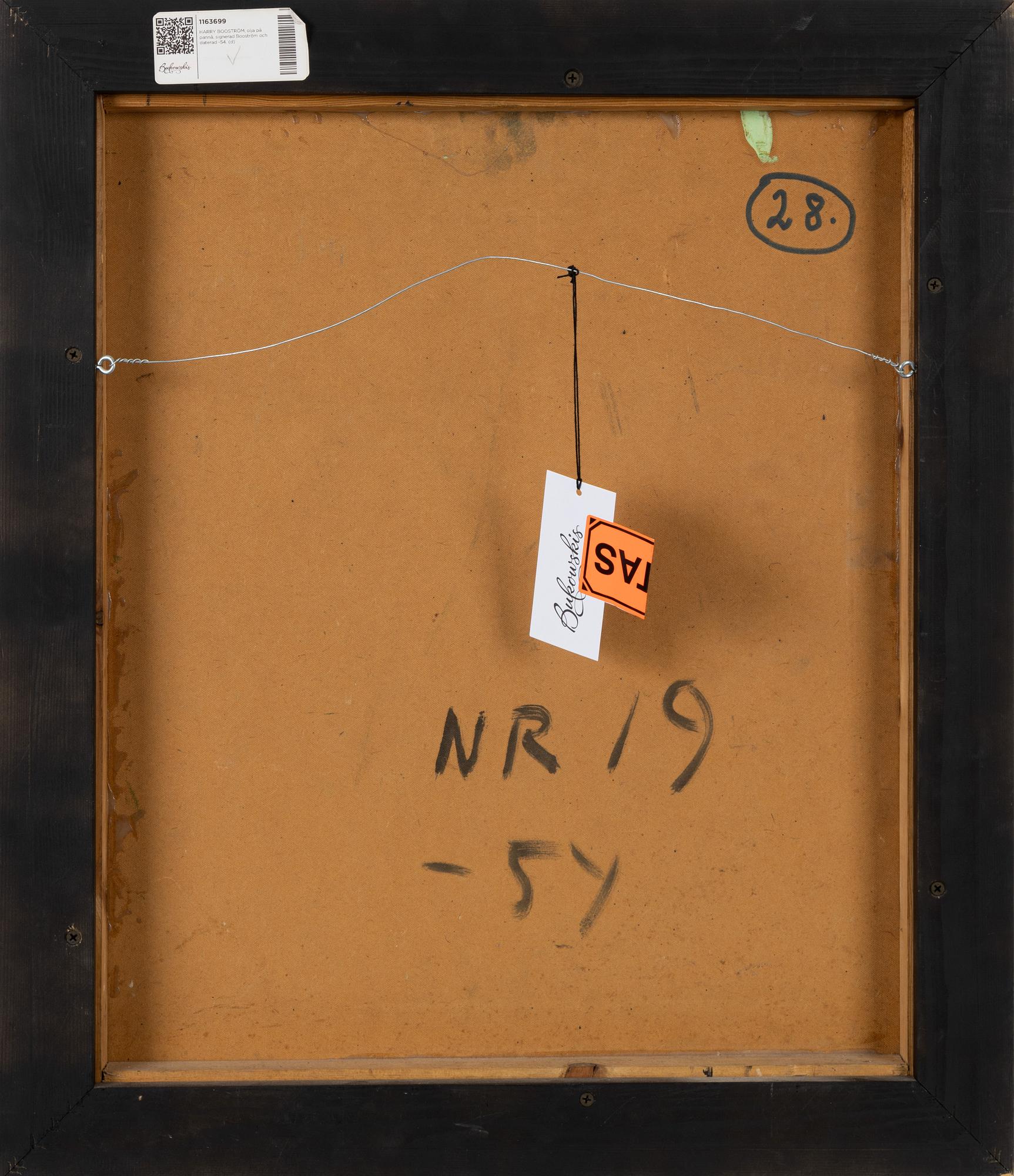 Harry Booström, olja/akryl på pannå, signerad och daterad -54.