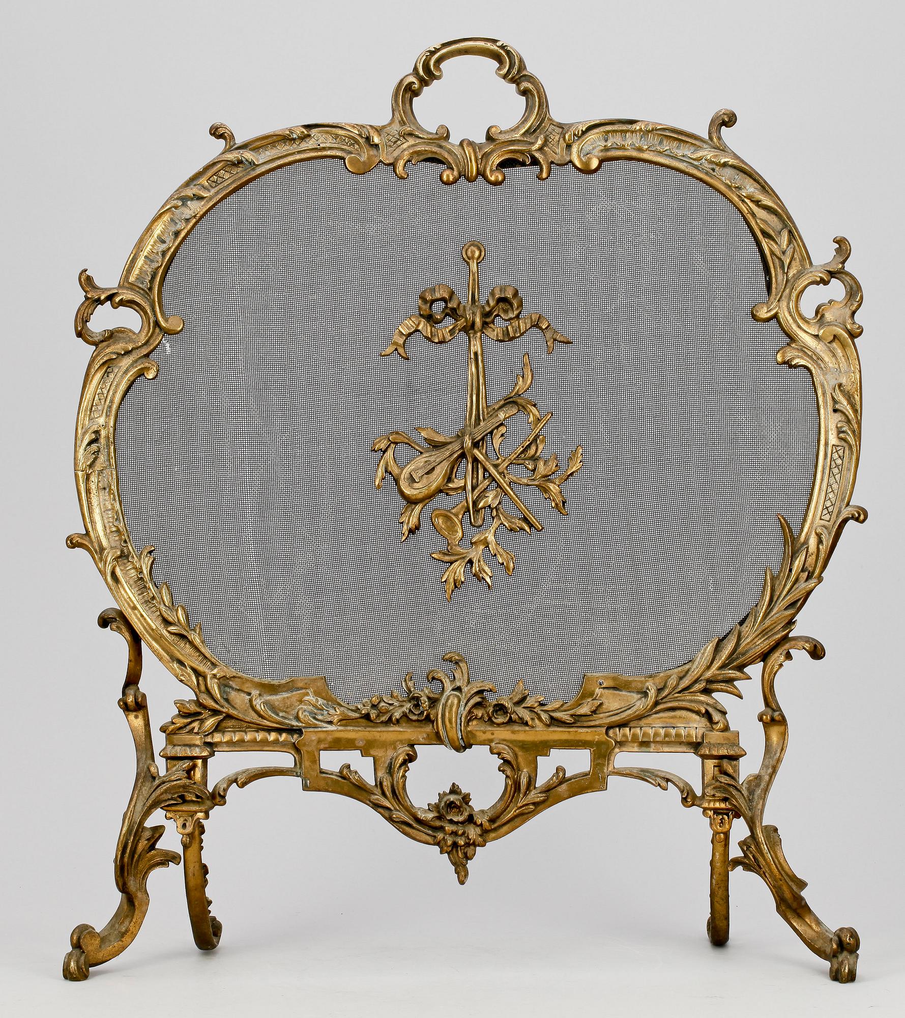 ELDSKÄRM / GNISTSKYDD, rokokostil, 1800-talets slut.
