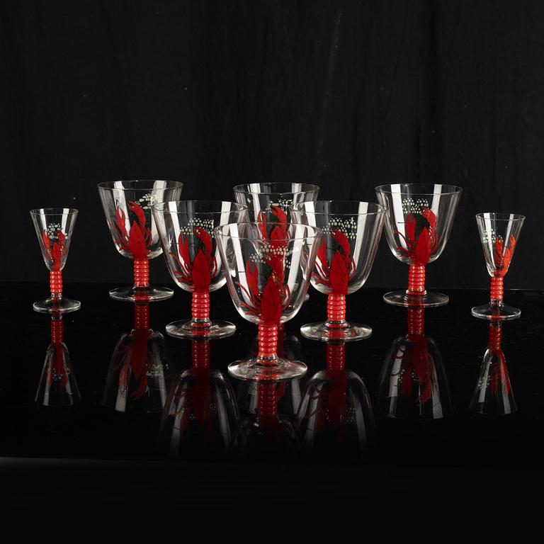 A set of eight glasses, mid 20th Century.