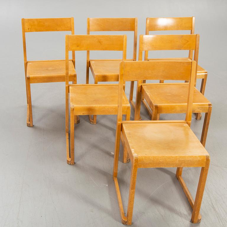 Sven Markelius, chairs, 6 pcs, "Orchestra chair", mid-20th century.