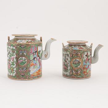 Two Chinese porcelain teapots, Canton, late 19th Century.