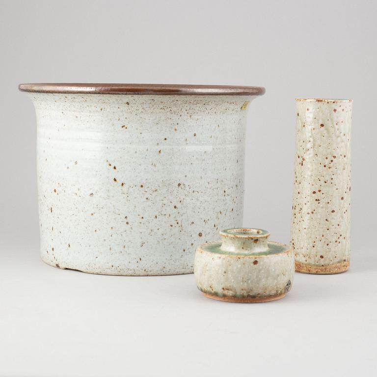 Marianne Westman, a set of two stoneware vases and Signe Persson-Melin, a pot, Rörstrand.