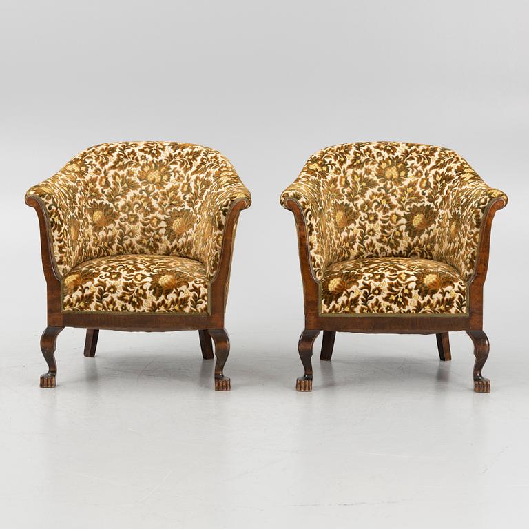 A pair of armchairs, 1920's.