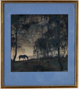 Henrik Krogh · HENRIK KROGH, gouache, signerad.