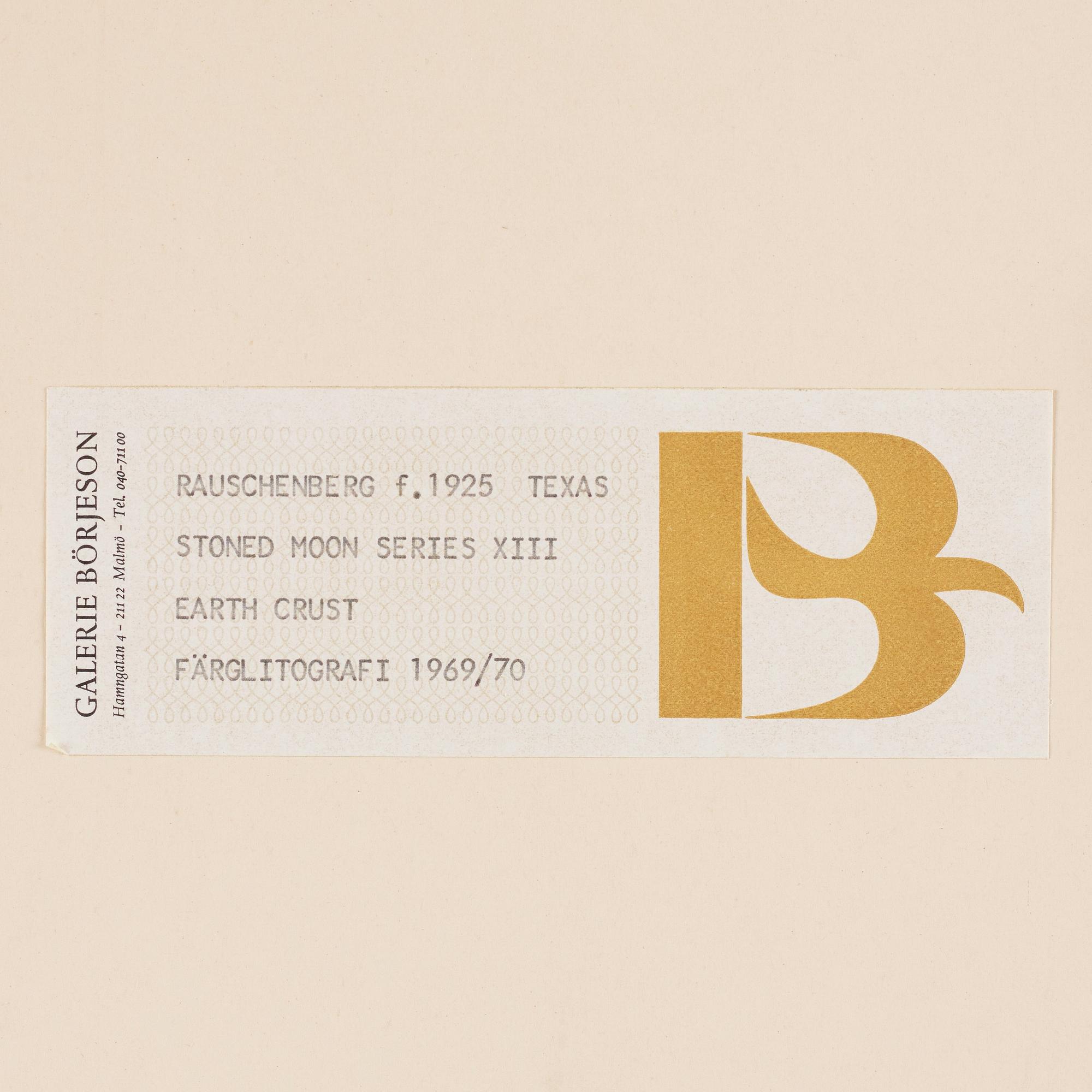 Robert Rauschenberg, litografi. Signerad och numrerad 10/42 med vit krita.